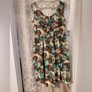 Tiki 50’s style Fit and Flare Dress with Pineapple Print!
